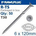 TORX T30 CHIPBOARD SCREW 6.0X120MM X50-BOX